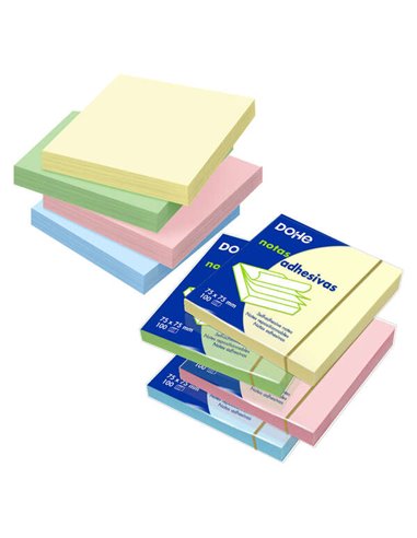 Dohe - Blocs-notes repositionnables - 75 GSM - Paquet de 12 blocs de 100 notes - Couleurs assorties