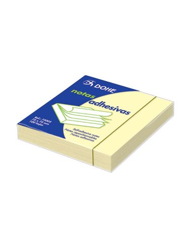 Dohe - Bloc de 100 Notes Autocollantes 75x75mm - Jaune