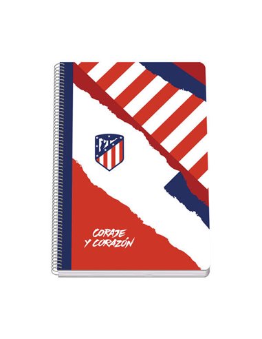 Dohe - Atletico de Madrid Cahier à Spirale Courage et Coeur Couverture Rigide - Format Folio de 80 Feuilles 90gr - Feuilles avec