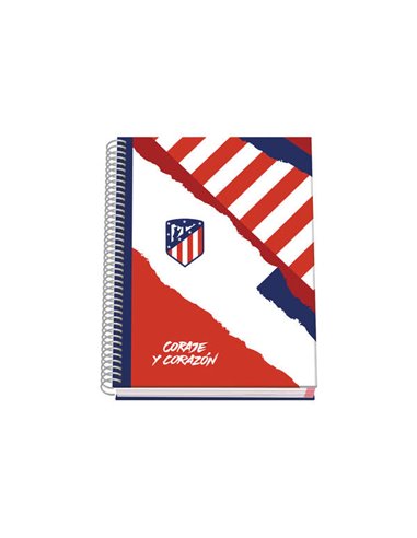 Dohe - Carnet à Spirale Courage et Coeur Atletico de Madrid Relié - Format A5 de 100 Feuilles 90gr - Feuilles Microperforées ave