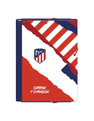 Dohe - Chemise en carton ligné Atletico de Madrid Courage et Cœur - 3 rabats - Format folio - Pages de fin imprimées - Fermeture