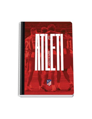 Dohe - Atletico de Madrid Atleti Cahier à Spirale Couverture Rigide - Format Folio de 80 Feuilles 90gr - Feuilles Quadrillées 4m