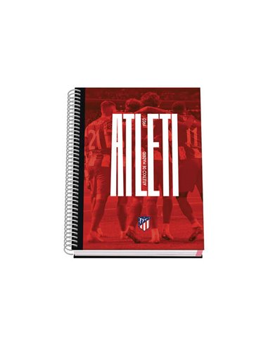 Dohe - Carnet à Spirale Relié Atletico de Madrid Atleti - Format A5 de 100 Feuilles 90gr - Feuilles Microperforées avec 2 Trous 