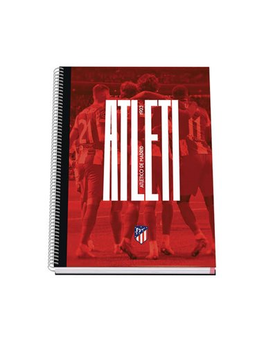 Dohe - Carnet à Spirales Atletico de Madrid Atleti avec Couverture Carton Lignée - Format A4 de 100 Feuilles 90gr - Feuilles Mic