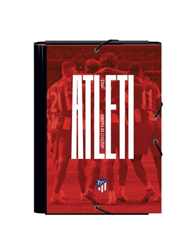 Dohe - Dossier en Carton Ligné Laminé Atletico de Madrid Atleti - 3 Rabats - Format Folio - Pages de Fin Imprimées - Fermeture e