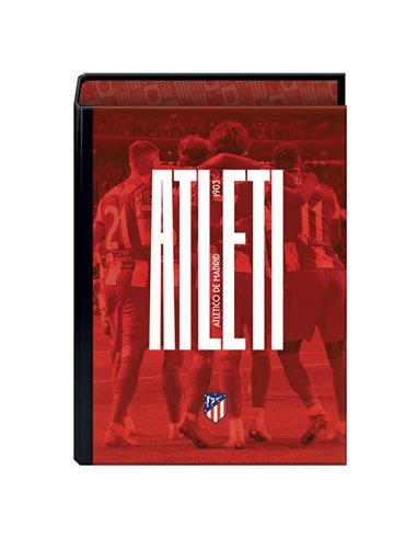 Dohe - Atletico de Madrid Atleti Classeur 4 anneaux Format Folio - Couverture cartonnée lignée - Anneaux nickelés 40 mm