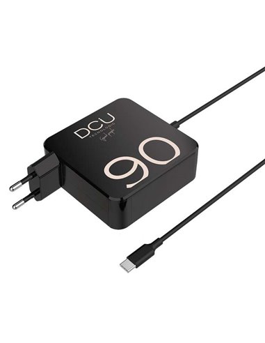 DCU Tecnologic - Chargeur USB-C 90W - Charge Rapide et Efficace - Entrée Universelle et Câble Long - Couleur Noir