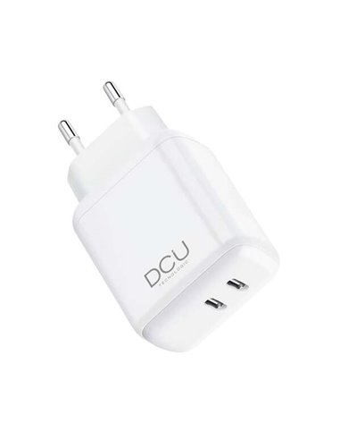 DCU Tecnologic - Chargeur Double USB Type C PD 20W + 20W - Blanc