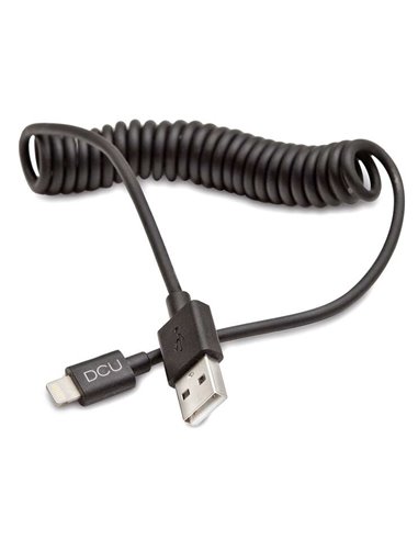 DCU Tecnologic - Câble Lightning bouclé - 1,5 m - Conducteur en cuivre - Connecteurs en aluminium - Couleur Noir