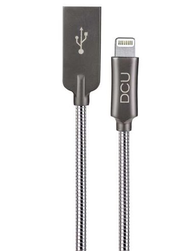 DCU Tecnologic - Câble Lightning en Métal Pur - Connecteur USB 2.0 et C89 - Résistant à l'effilochage, à la flexion et à la rupt