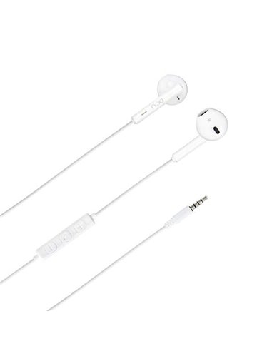 DCU Tecnologic - Casque stéréo blanc jack 3,5 mm avec microphone et contrôle du volume - Microphone intégré pour appels mains li