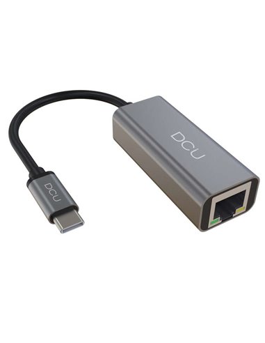 DCU Tecnologic - Adaptateur USB C - RJ45 Gigabit Ethernet 1000Mbps - Couleur Métal