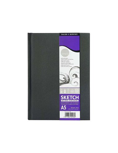 Daler Rowney - Carnet de dessin Simply Sewn A5 54 feuilles 100g/m2 - Couverture rigide - Blanc