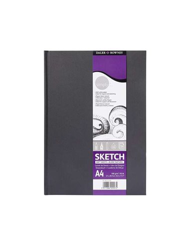 Daler Rowney - Carnet de Dessin Simply Sewn A4 54 Feuilles 100g/m2 - Couverture Rigide - Blanc