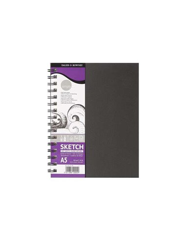 Daler Rowney - Carnet Simply Drawing A5 100g/m2 - Couverture rigide avec reliure spirale - Blanc