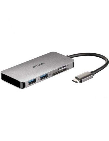 D-Link - Hub USB-C Lecteur SD 6 en 1, MicroSD, HDMI 4K, USB-C, 2x USB 3.0