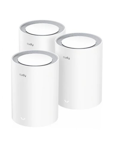 Cudy - M1800 Pack de 3 Systèmes Bi-Bande WiFi 6 Mesh AX1800 - 1201Mbps en 5GHz, 574Mbps en 2.4GHz - 1x Port LAN 1000/100/10Mbps,