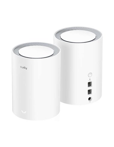 Cudy - M1800 Pack de 2 Systèmes Bi-Bande WiFi 6 Mesh AX1800 - 1201Mbps en 5GHz, 574Mbps en 2.4GHz - 1x Port LAN 1000/100/10Mbps,