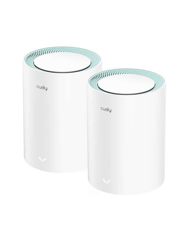 Cudy - M1300 Pack de 2 Systèmes WiFi Mesh Double Bande AC1200 - 867Mbps en 5GHz, 300Mbps en 2.4GHz - 1x Port LAN 1000/100/10Mbps