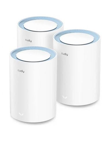 Cudy - M1200 Pack de 3 Systèmes WiFi Mesh Double Bande AC1200 - 867Mbps en 5GHz, 300Mbps en 2,4GHz - 1x Port LAN 10/100Mbps, 1x 