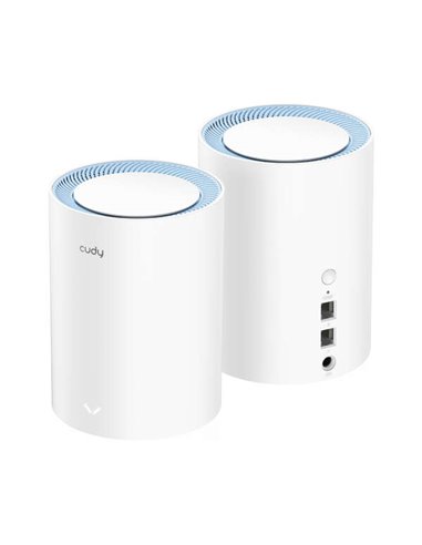 Cudy - M1200 Pack de 2 Systèmes WiFi Mesh Double Bande AC1200 - 867Mbps en 5GHz, 300Mbps en 2,4GHz - 1x Port LAN 10/100Mbps, 1x 