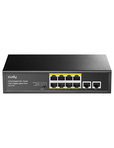 Cudy - Switch PoE+ Gigabit GS1010P à 8 ports avec 2 ports de liaison montante Gigabit