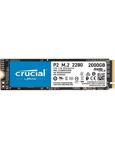 Crucial - Disque dur solide P2 SSD M2 2 To M2 PCIe Gen3 NVMe