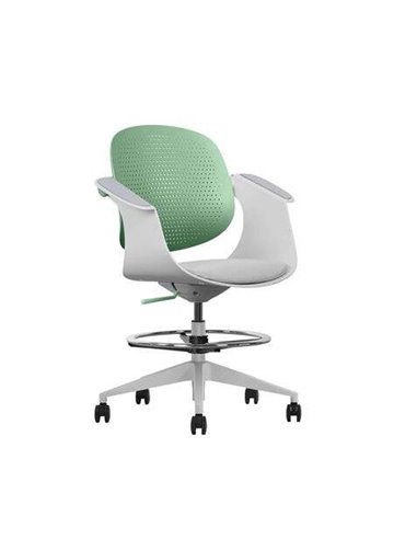 Cromad - Chaise/Tabouret de Bureau Ergonomique Top Work - Hauteur réglable jusqu'à 0,78 m - Dossier inclinable - Anneau repose-p