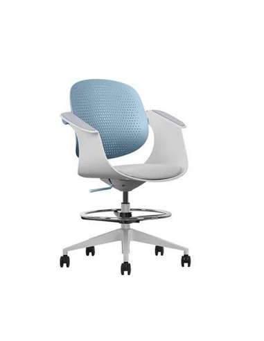 Cromad - Chaise/Tabouret de Bureau Ergonomique Top Work - Hauteur réglable jusqu'à 0,78 m - Dossier inclinable - Anneau repose-p