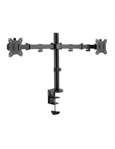 Cromad - Support de table avec bras articulés pour 2 moniteurs 13"-32" - Pivotant, inclinable et extensible - Gestion des câbles