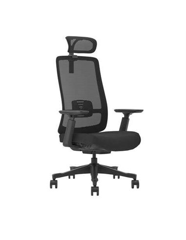 Cromad - Chaise de bureau Senior SE9000 - Hauteur et profondeur d'assise réglables - Appui-tête, accoudoirs 3D et support lombai