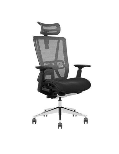 Cromad - Chaise de bureau Senior SE1200 - Hauteur réglable avec vérin à gaz Grade 4 - Appui-tête réglable, accoudoirs 3D et supp