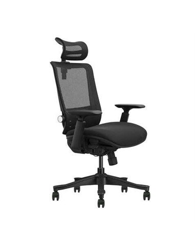 Cromad - Chaise de bureau Senior SE1100 - Hauteur et profondeur d'assise réglables - Appui-tête, accoudoirs 3D et support lombai