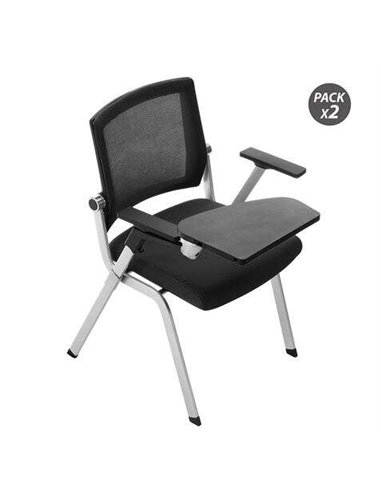 Cromad - Pack de 2 Chaises Confidente avec Pagaie Pliante - Rembourrage Extra Épais - Tablette Résistante - Bras Mobiles - Assis