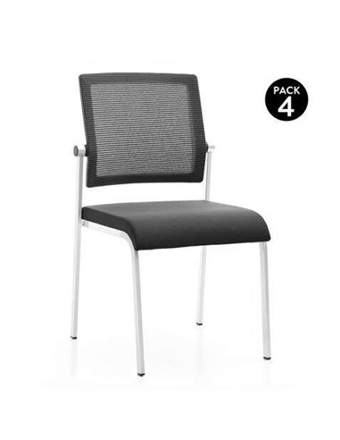 Cromad - Pack de 4 chaises design - Assise en mousse - Dossier en maille - Idéal pour un usage commercial - Empilable - Coloris 