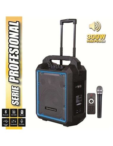 Coolsound - Enceinte Bluetooth Auto-Amplifiée Pro 300 300W 10" 80W RMS avec Batterie - USB, SD, Entrée Micro Jack 6,3 mm - 1 Mic