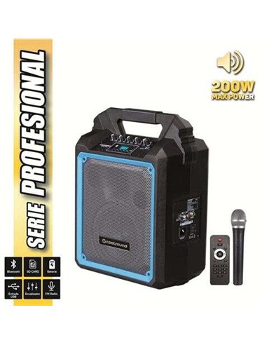 Coolsound - Enceinte Bluetooth Auto-Amplifiée Pro 200 200W 6,5" 60W RMS avec Batterie - USB, SD, Entrée Micro Jack 6,3 mm - 1 Mi