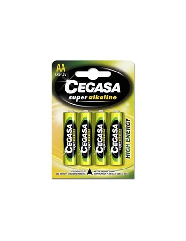 Cegasa - Pack Super Alcaline de 4 Piles AA LR6 - Haute Performance - Fiabilité - Technologie Avancée