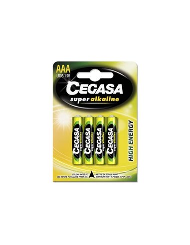 Cegasa - Pack de 4 Piles Super Alcalines LR03 AAA - Haute Technologie - Fiabilité - Haute Performance - Performance Maximale