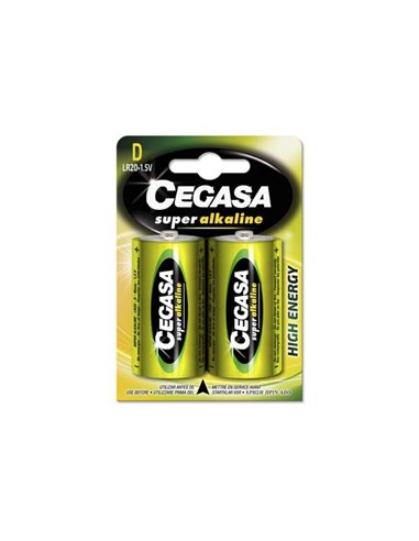 Cegasa - Pack de 2 Piles Super Alcalines LR20 LR20 1,5V - Haute Technologie - Fiabilité - Haute Performance