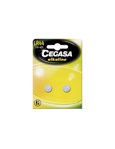 Cegasa - LR44 Pack de 2 Piles LR44 1,5V - Idéales pour Télécommandes, Jouets et Thermomètres Numériques