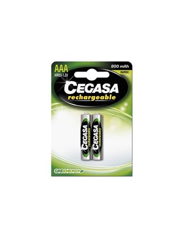 Cegasa - HR03 Pack de 2 Piles Rechargeables AAA - Technologie RTU - Maintient 85% d'énergie après un an