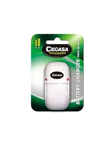 Cegasa - Chargeur de Piles Compact AA/AAA - Recharges Illimitées - Facile à Utiliser - Idéal pour la Maison - Couleur Blanc