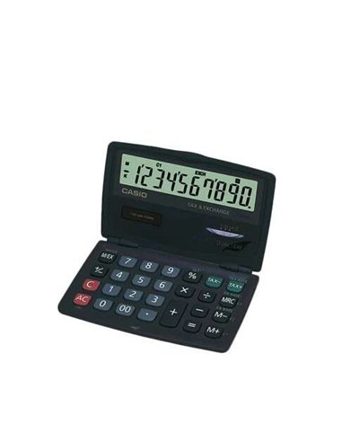 Casio - Calculatrice de poche SL-210TE Type pliable à 10 chiffres - Écran extra large - Alimenté par énergie solaire et batterie