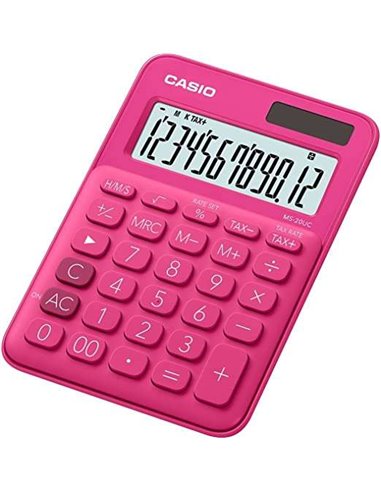 Casio - Calculatrice de bureau MS-7UC - Double touche zéro - Écran LCD à 10 chiffres - Solaire et piles - Couleur rouge