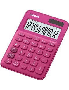 Casio - Petite calculatrice de bureau MS-20UC - Écran LCD à 12 chiffres - Alimenté par énergie solaire et batterie - Couleur ros