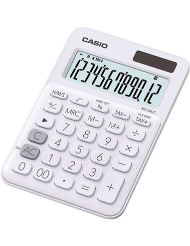 Casio - Petite calculatrice de bureau MS-20UC - Écran LCD à 12 chiffres - Alimenté par l'énergie solaire et par batterie - Coule