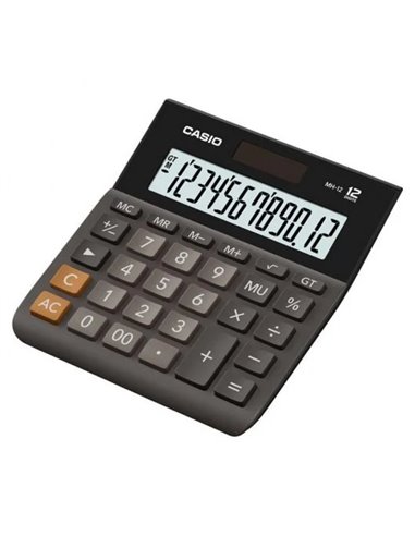 Casio - Calculatrice de bureau MH-12 - Écran LCD extra large à 12 chiffres - Solaire et batterie - Noir