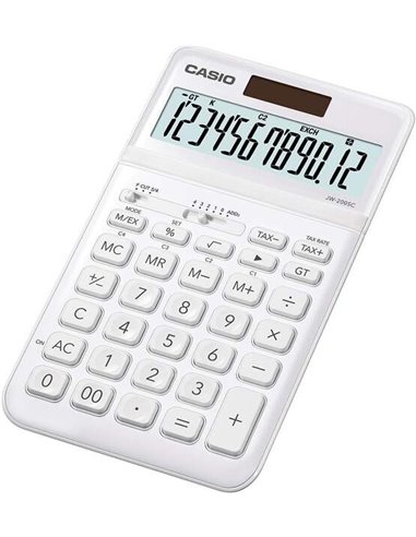 Casio - Calculatrice de bureau JW-200SC - Écran LCD à 12 chiffres inclinable - Alimenté par l'énergie solaire et par batterie - 