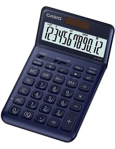 Casio - Calculatrice de bureau JW-200SC - Écran LCD à 12 chiffres inclinable réglable - Alimenté par l'énergie solaire et par ba